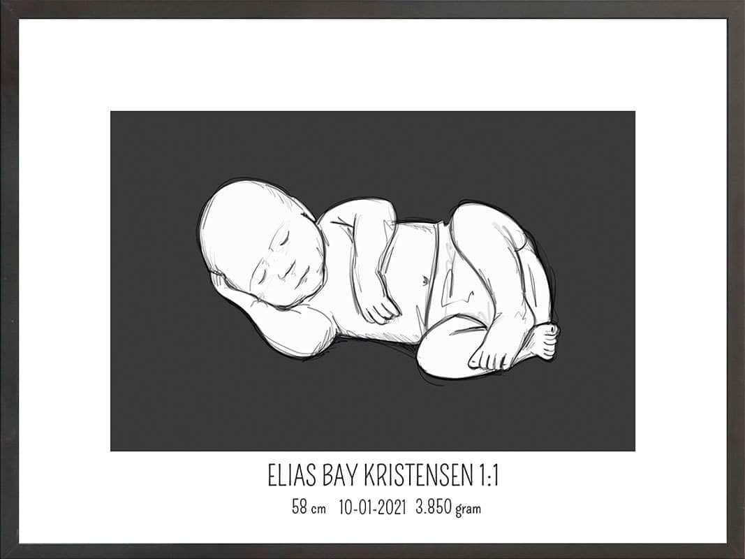 Fødselsplakat i Blå – Unikt Kunstværk til Dit Barns Ankomst