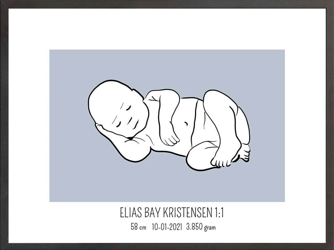 Fødselsplakat i Blå – Perfekt gaveidé til nybagte forældre
