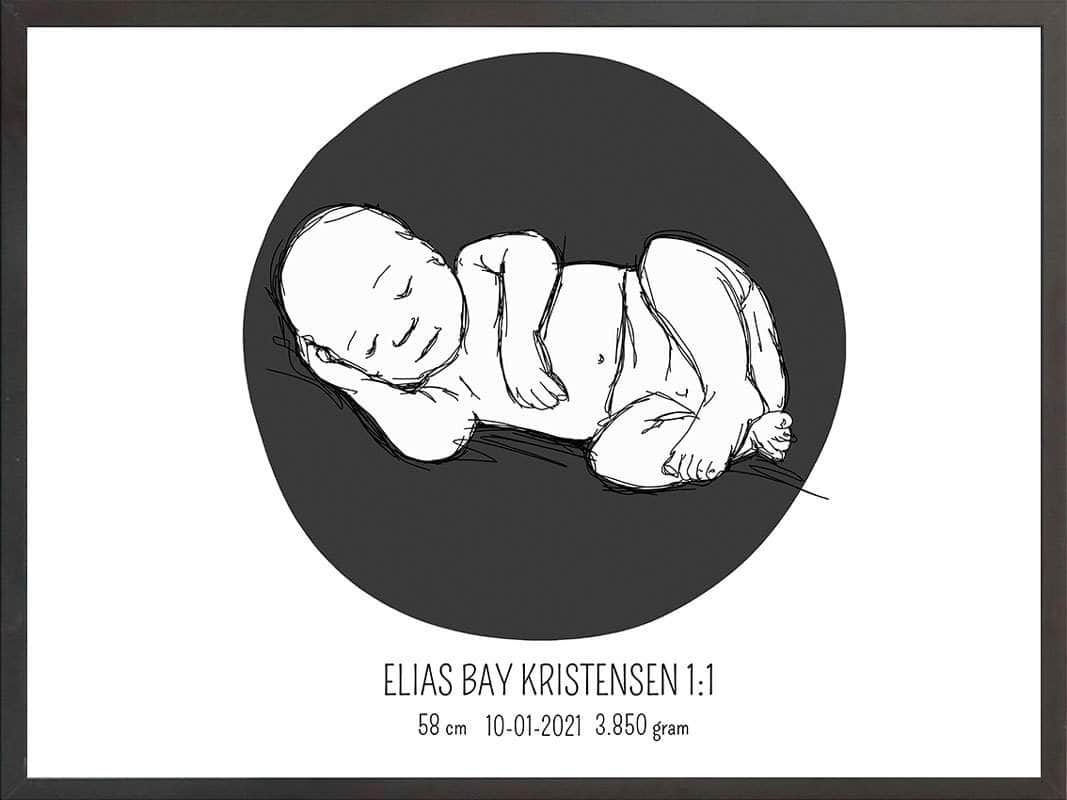 Fødselsplakat: Blå Liggende Design