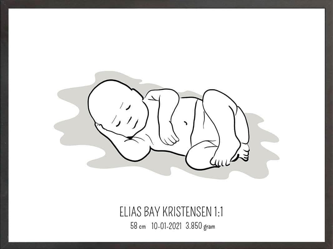 Fødselsplakat: Blå Design til Gaver og Mindesmærker