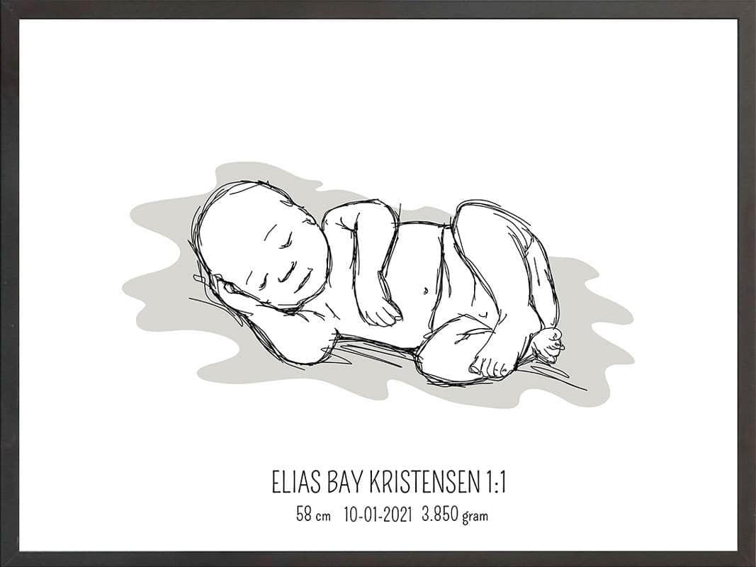 Fødselsplakat – Blå Design til Nyfødte Babyer