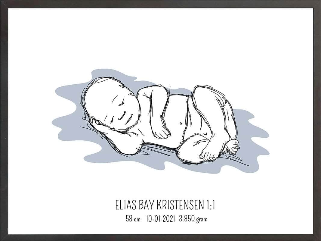 Fødselsplakat i Blå: Fejr Dit Barns Ankomst