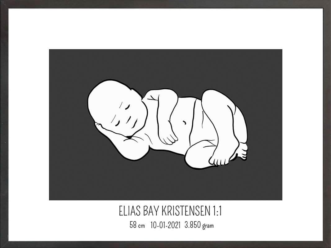 Fødselsplakat – Blå Liggende Design til Dit Barns Ankomst