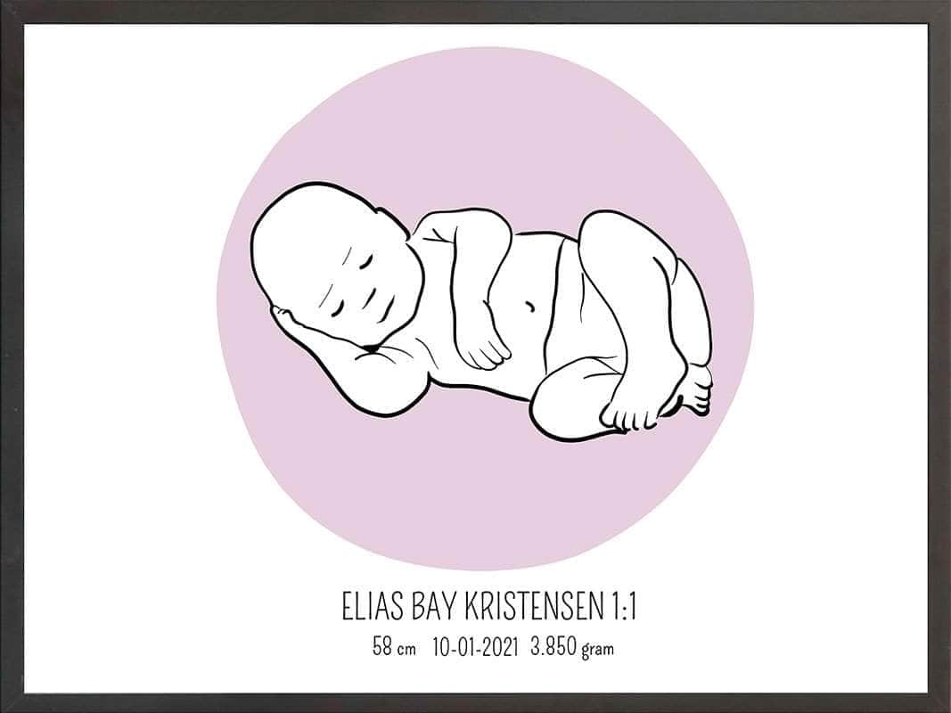 Lyserød Fødselsplakat - Den perfekte gave til nyfødte!