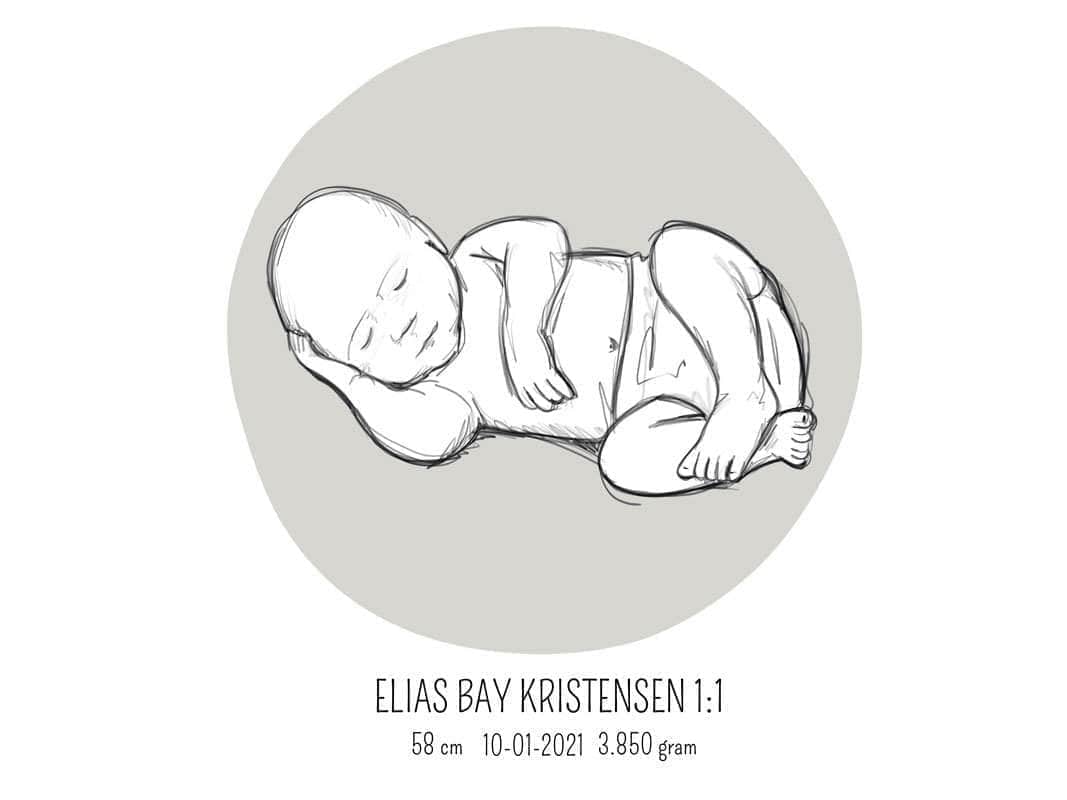 Fødselsplakat i Lyserød - Liggende Design