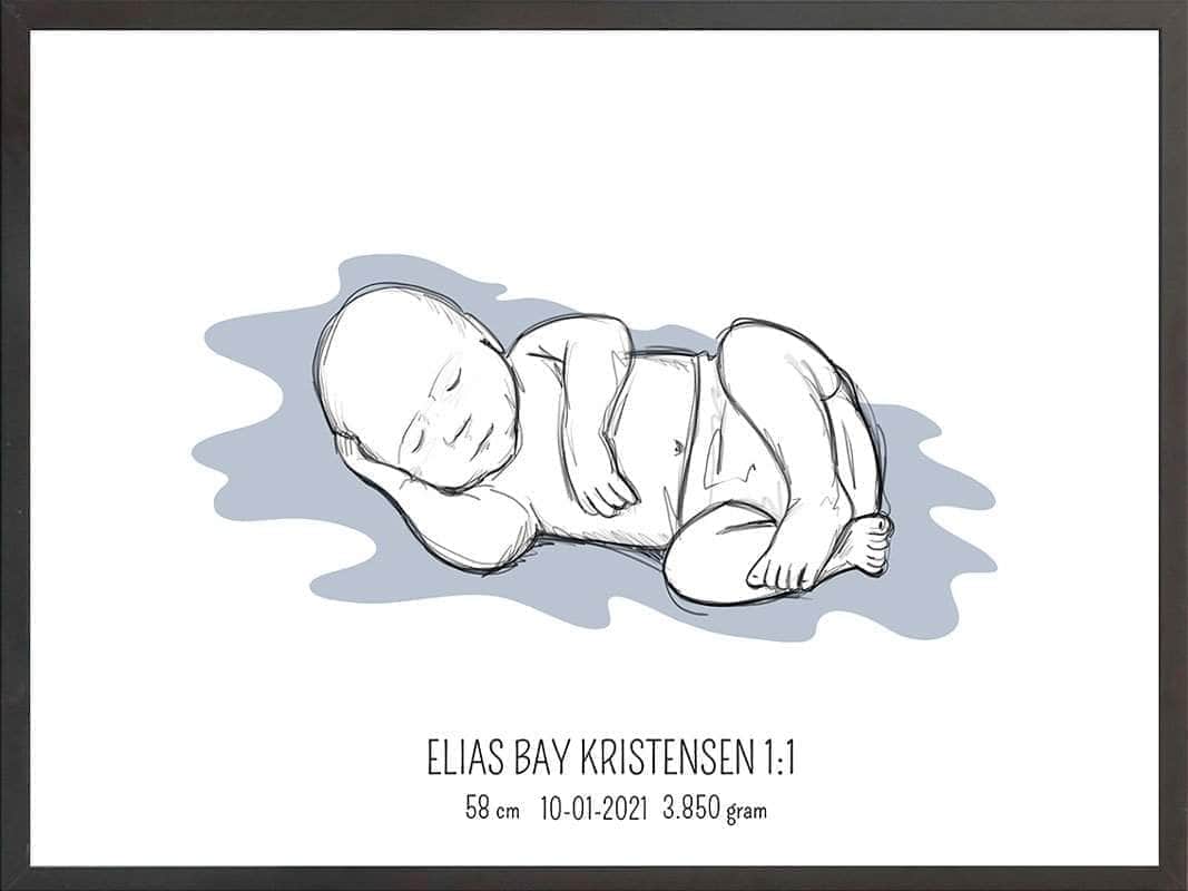 Fødselsplakat - Liggende Lyserød til den perfekte gave!