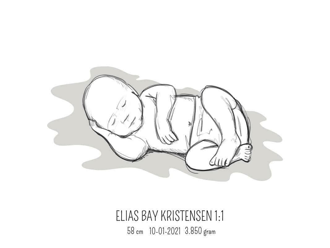 Fødselsplakat - Lyserød, Liggende Design
