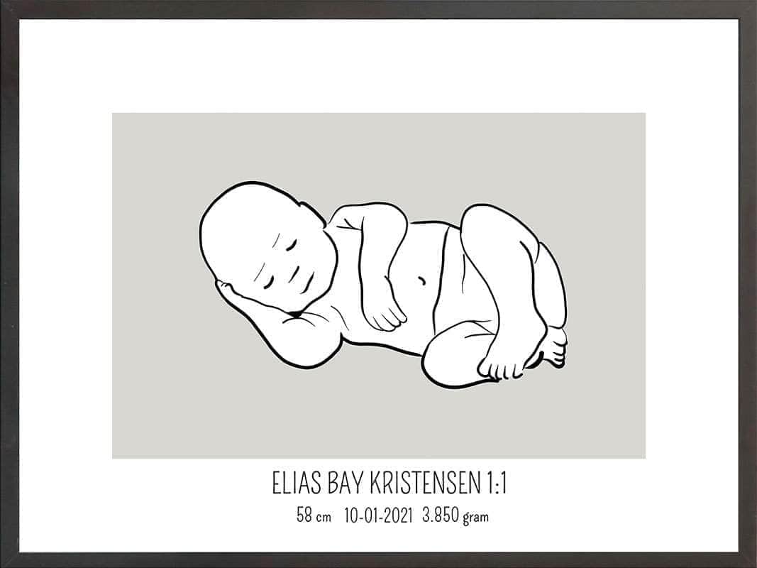 Fødselsplakat - Lyserød Kunst til Børneværelset