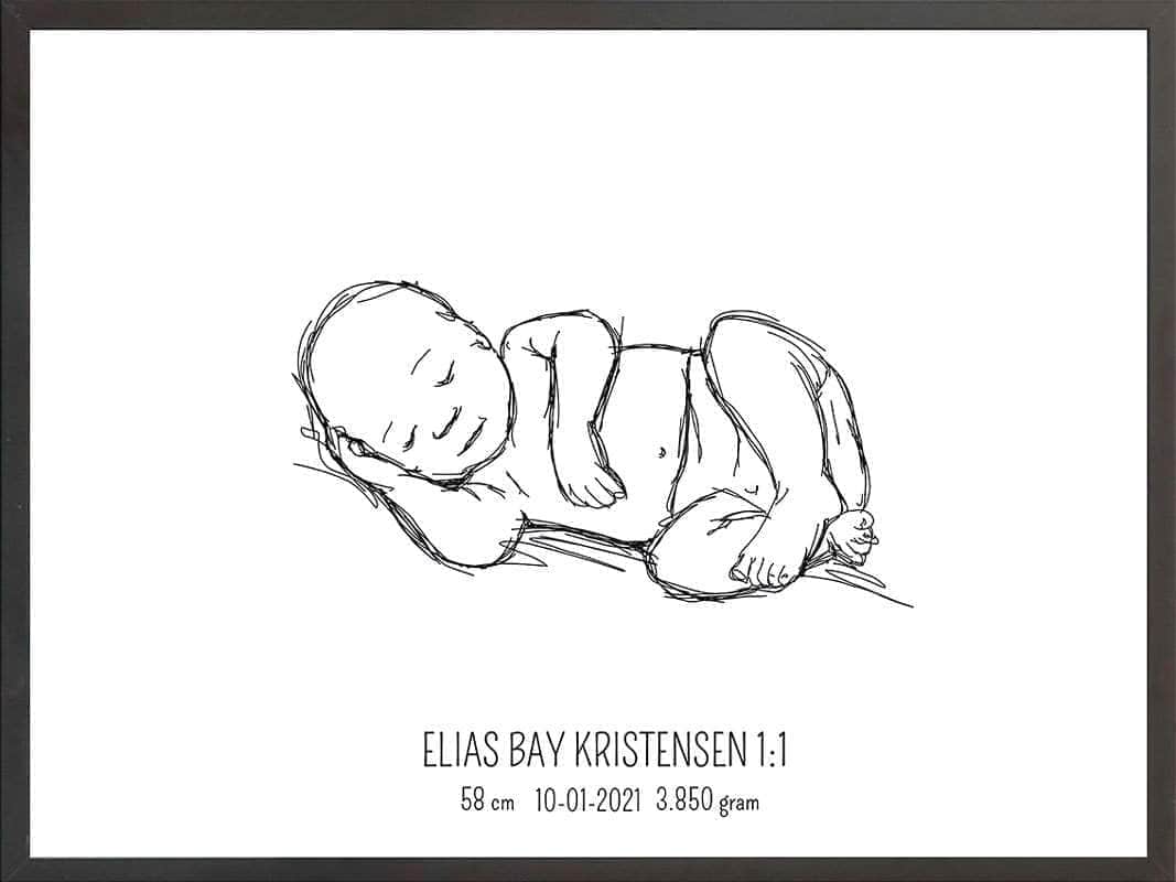Fødselsplakat i lyserød - Unik gave til nybagte forældre