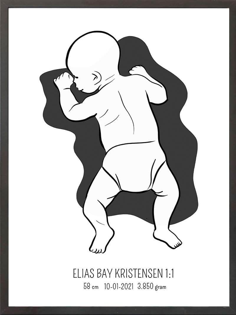 Fødselsplakat - Lyserød Maven