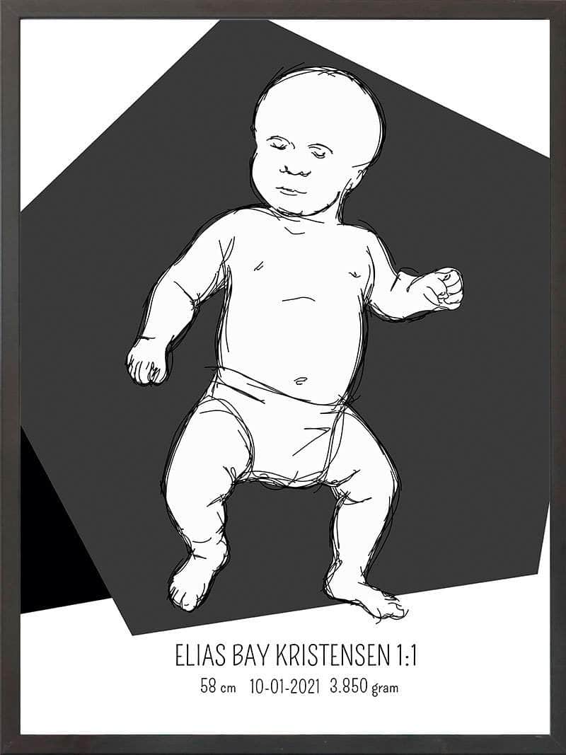 Fødselsplakat: Tumling i Blå – En Magisk Gave!