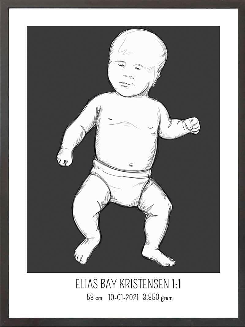 Fødselsplakat: Lyserød Tumling Design