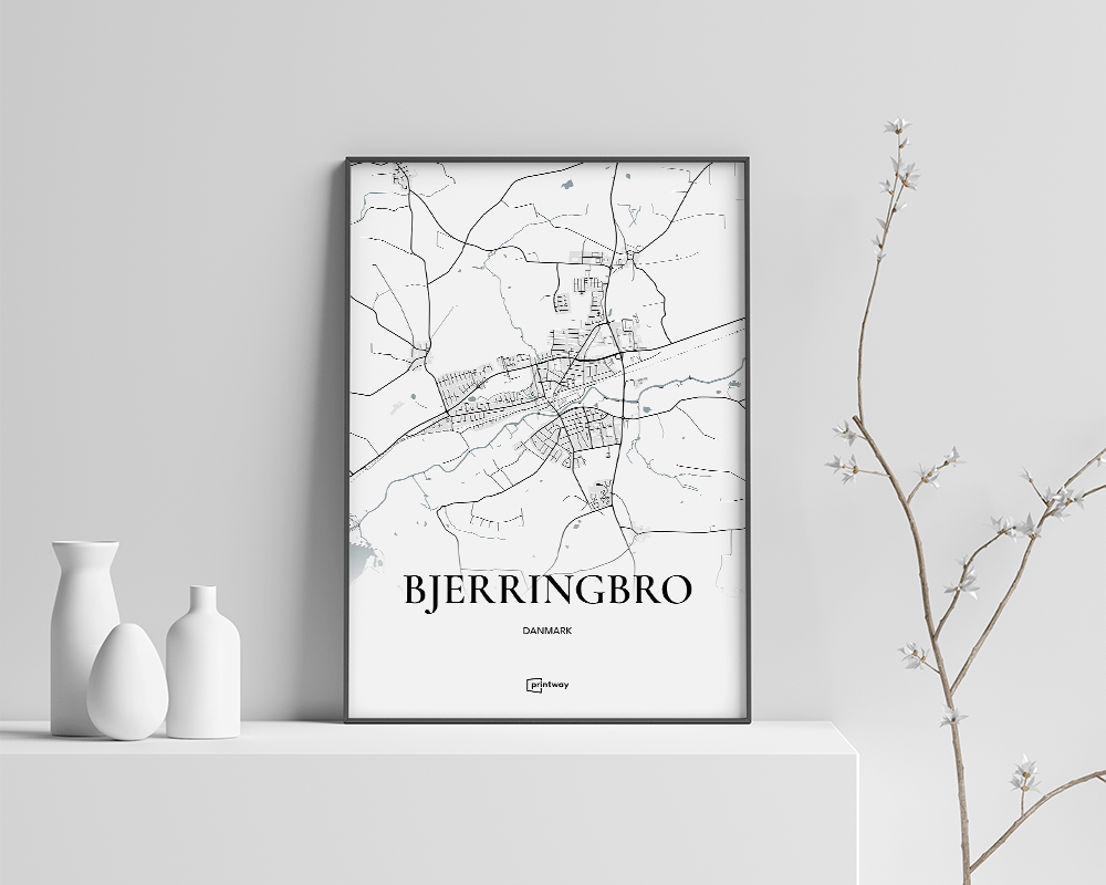 Bjerringbro Bykort Plakat – Minimalistisk A3 Design