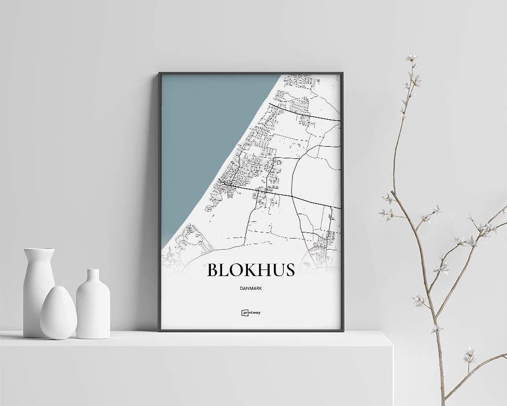 Blokhus Bykort Plakat - Minimalistisk Kunst til Dit Hjem