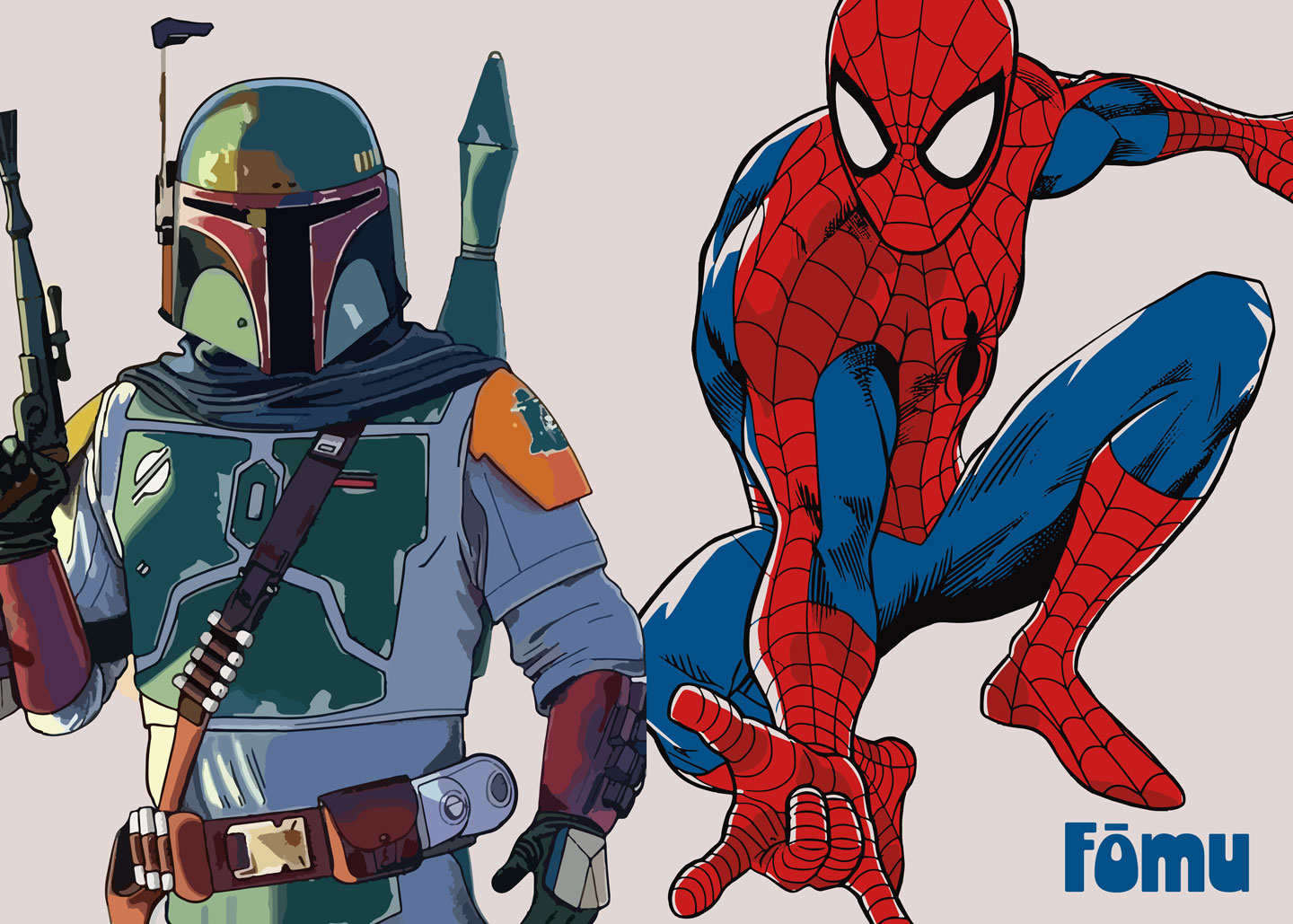 Boba Fett og Spiderman Kunsttryk til Børneværelset