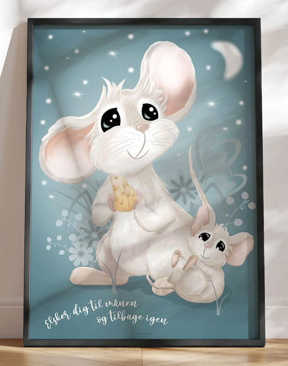 Børneplakat Med Musemor   Hendes Unge   Baggrundsfarver