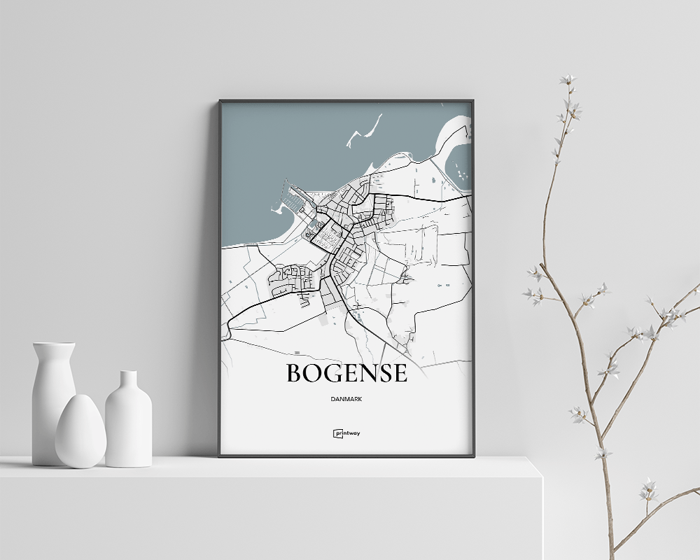 Bogense Bykort Plakat - Minimalistisk Design A4