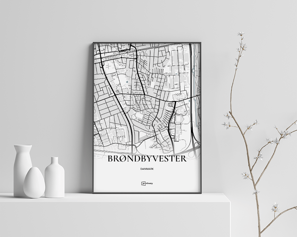 Brøndbyvester Bykort Plakat - Minimalistisk Indretning