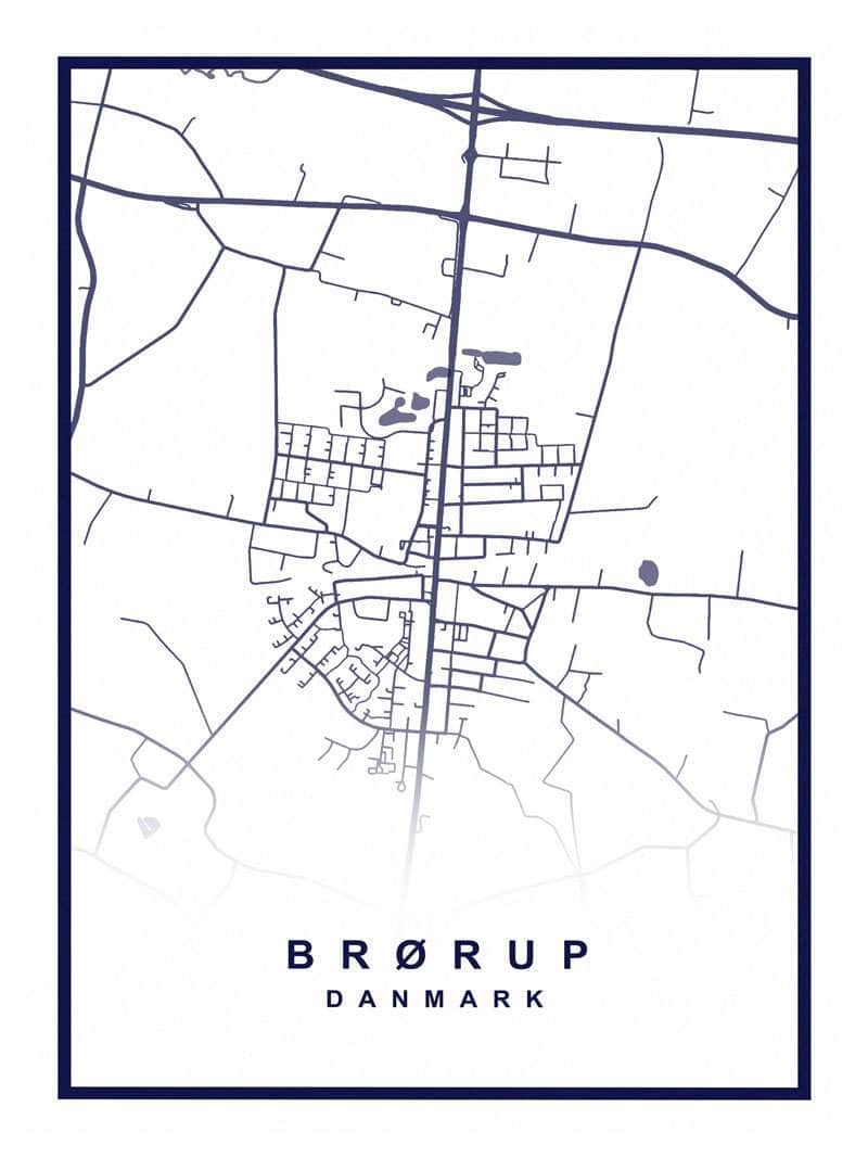 Brørup Plakat – Detaljeret Kort over Brørup By