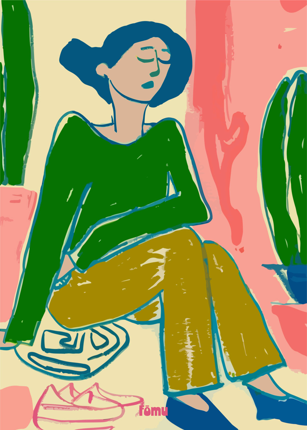 Lukket Øjne - F Mu Illustrations Kunst til Indretning