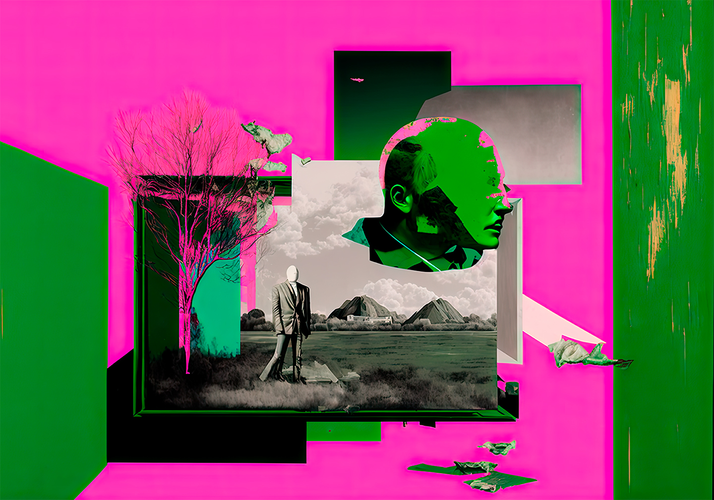 Unik Grafisk Kunst Collage fra Yoma Emptylands - Indretning