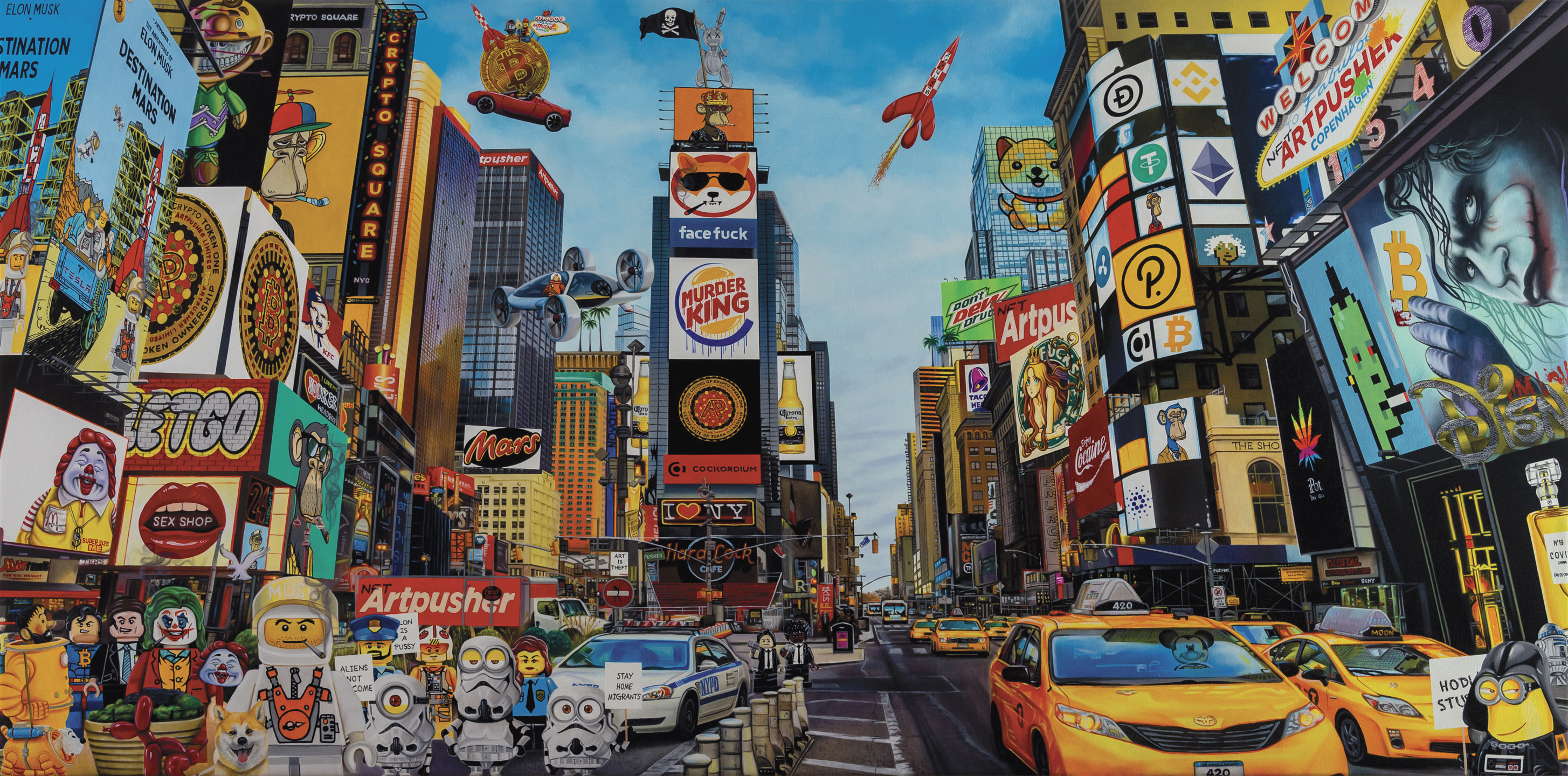 Krypto Square Pop Art Værk – Unik Hjemmedekoration!