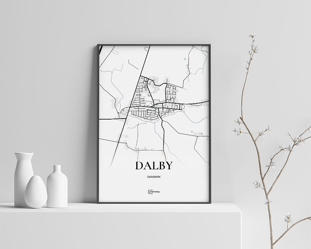 Dalby Bykort Plakat – Minimalistisk Kunst til Dit Hjem