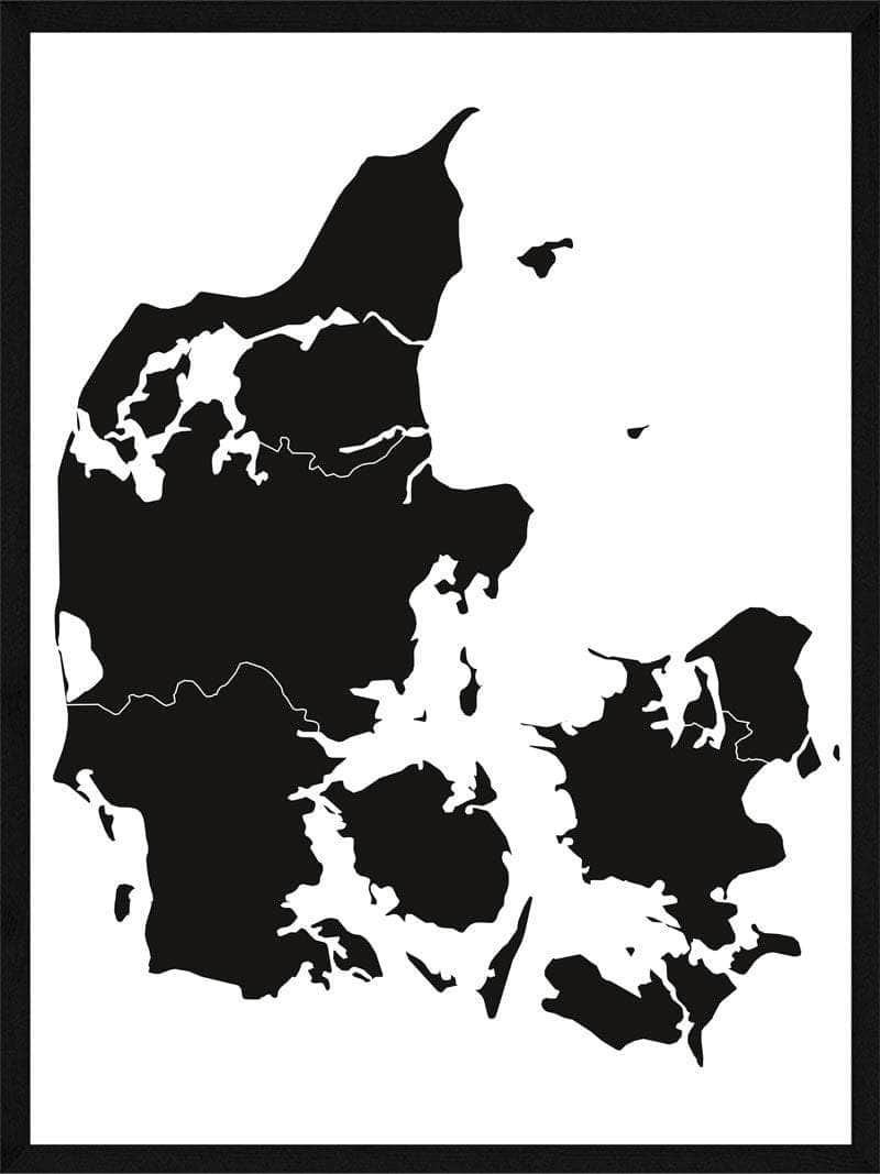Moderne Danmarkskort Plakat til Indretning - Stilfuld Dekor!