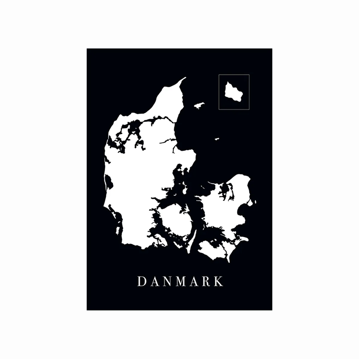Elegant Sort Danmarkskort Plakat til Dit Hjem