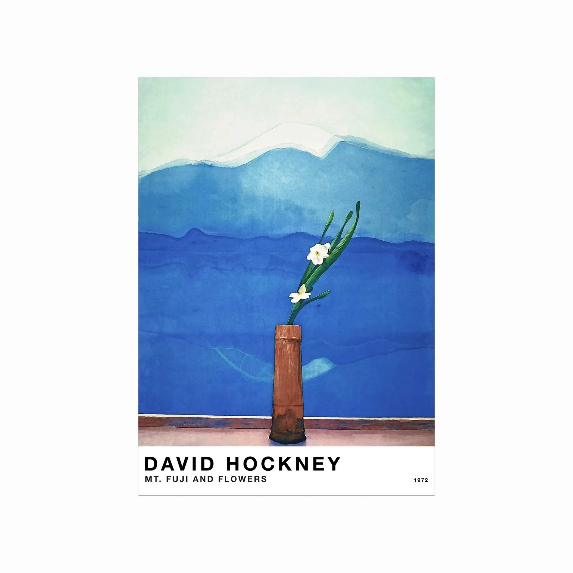 David Hockney Plakat – Mount Fuji og Blomster Tilbud
