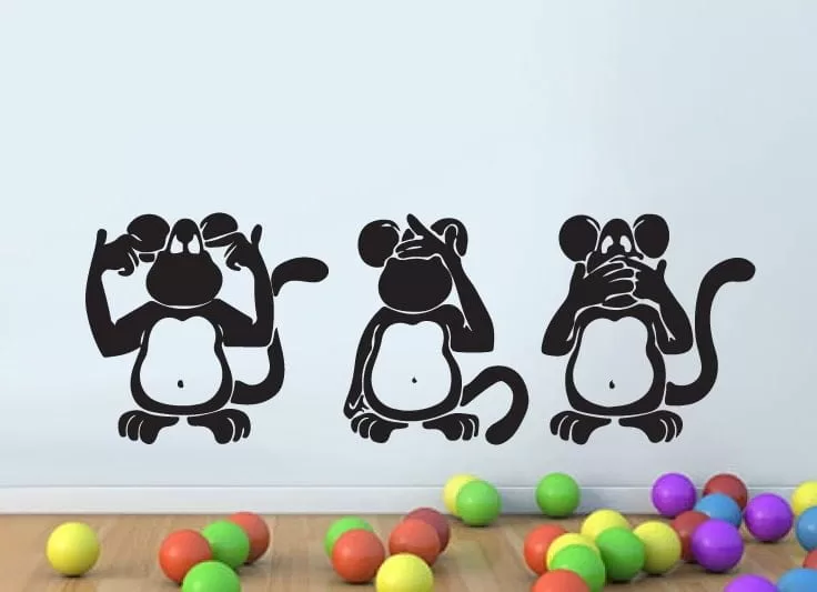 Tre Vise Aber Wallsticker