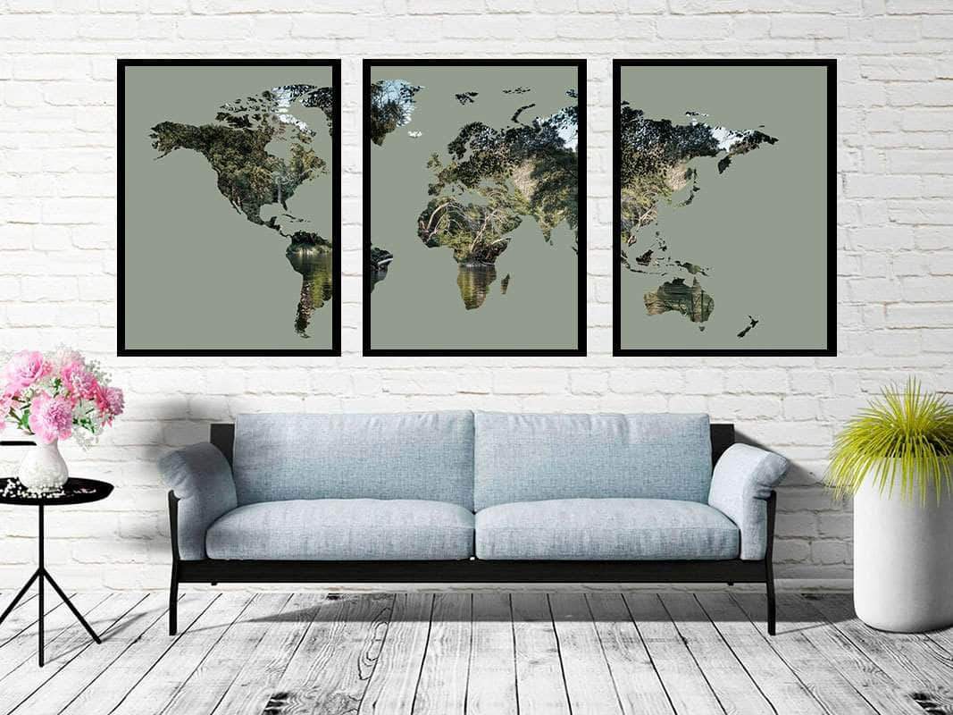Inspirerende Delt Verdenskort Plakat til Dit Hjem!
