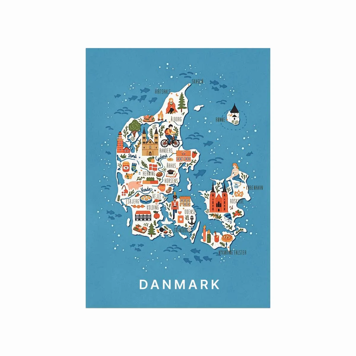Danmark Blå Ocean Plakat – Elegance til dit hjem!