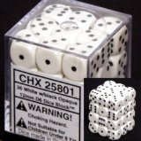 Dice Terninges 195 166   36 Stk    Sidet  D6  Opaque White With Black