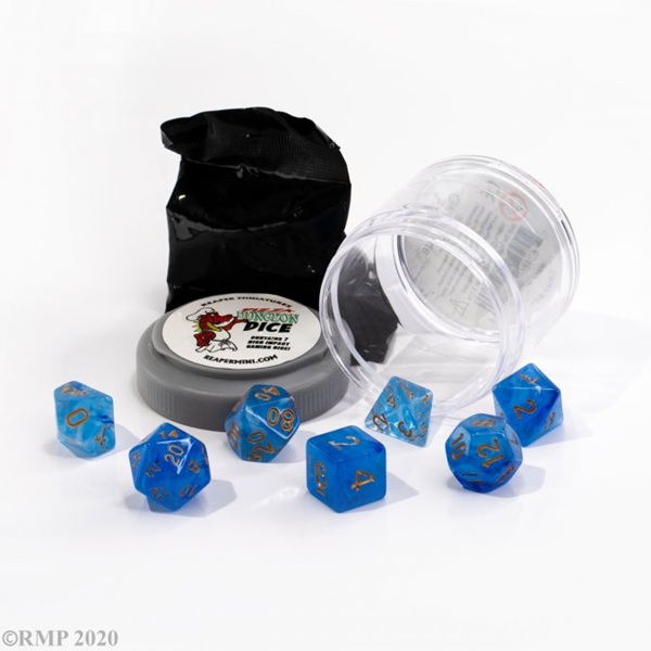 Dice Terninges 195 166 Terninger Reaper Miniatures Pizza Dungeon Dice: Gem Blue Inkl Figur