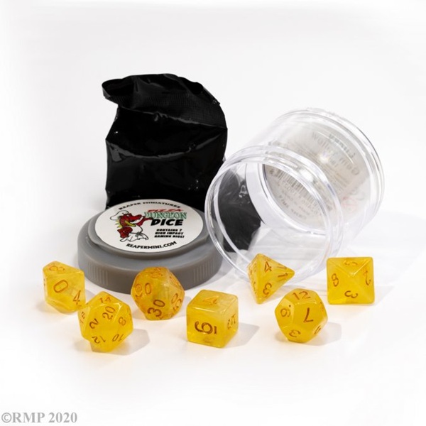 Dice Terninges 195 166 Terninger Reaper Miniatures Pizza Dungeon Dice: Gem Yellow Inkl Figur