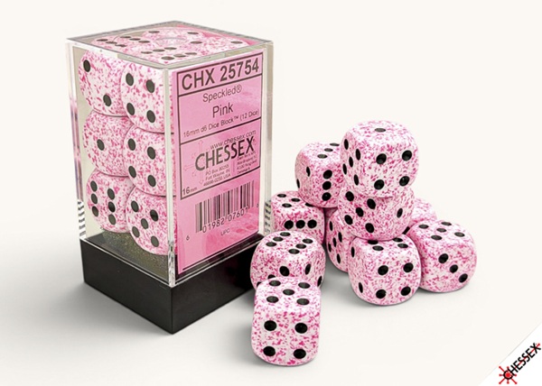 Dice Terninges 195 166 12 Terninger Speckled Dice Block D6 Sidet 16mm: Pink