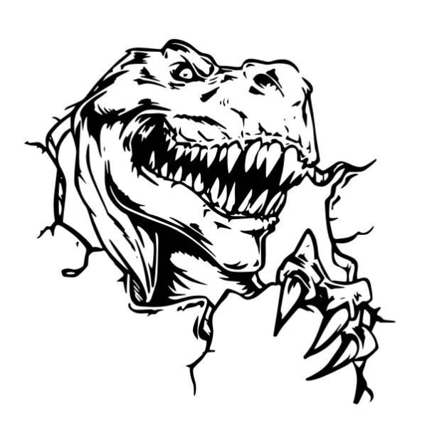 Dinosaur Vægklistermærke – T-Rex Bryder Gennem Væggen