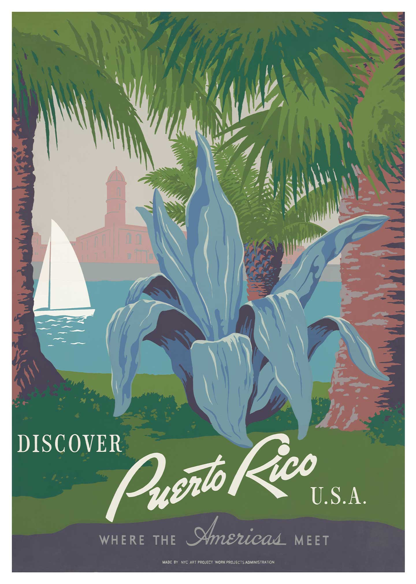 Vintage Plakat: Skønheden i Puerto Rico - Unik Kunst