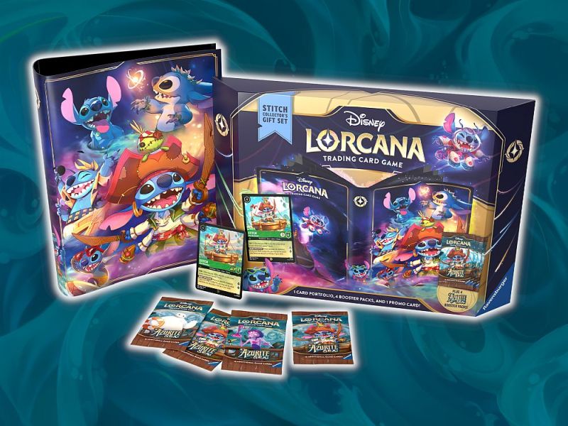Disney Lorcana Tcg: Set   Azurite Sea Stitch Collector   Gift Set    Booster Packs    -pocket Mappe