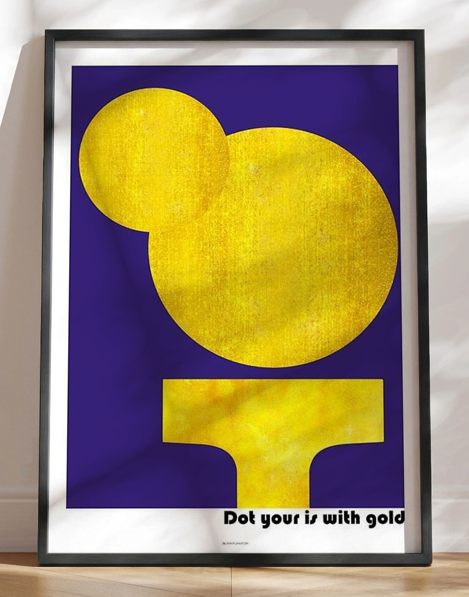 Dot Your   With Gold Kunstplakat Med Grafisk Guldeffekt