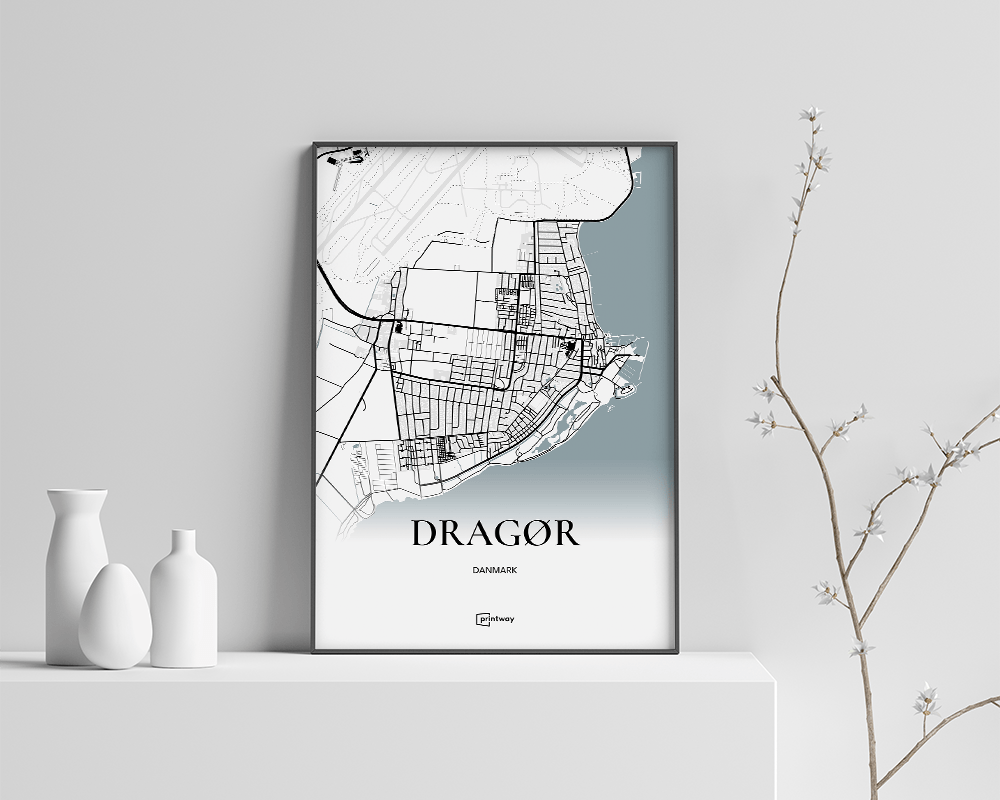 Dragør Bykort Plakat - Minimalistisk Design A4