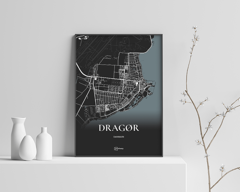 Dragør Bykort Plakat - Minimalistisk Design A4