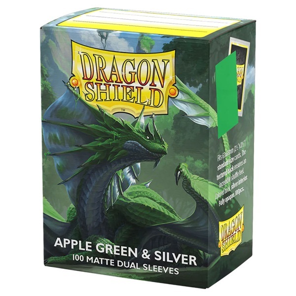 Dragon Shield Deck Protectors Matte Dual Sleeves: Apple Green   Silver 100 Lommer Dragonshield Sleeves   -15073