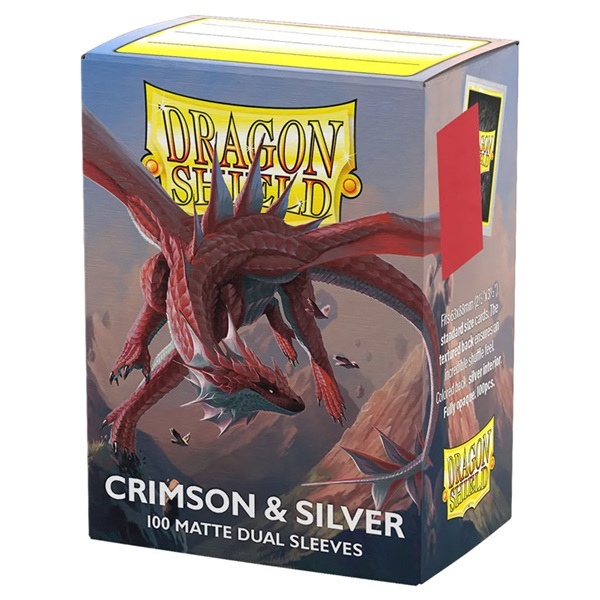 Dragon Shield Deck Protectors Matte Dual Sleeves: Crimson   Silver 100 Lommer Dragonshield Sleeves   -15072