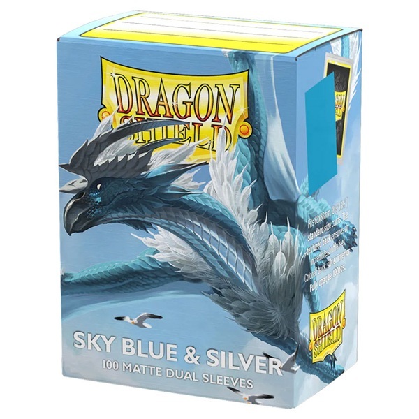 Dragon Shield Deck Protectors Matte Dual Sleeves: Sky Blue Silver 100 Lommer Dragonshield Sleeves -15074