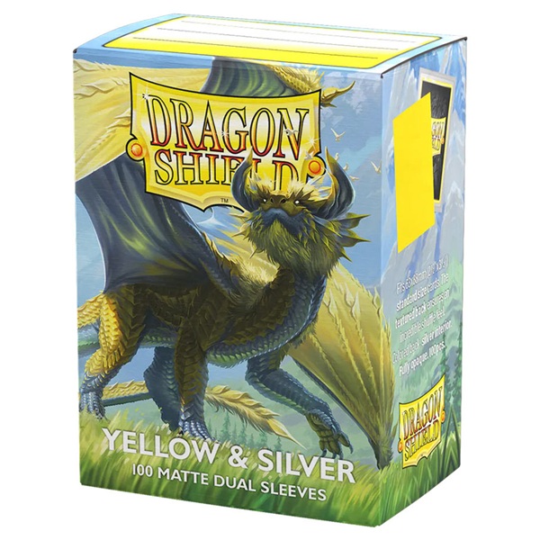 Dragon Shield Deck Protectors Matte Dual Sleeves: Yellow   Silver 100 Lommer Dragonshield Sleeves   -15071