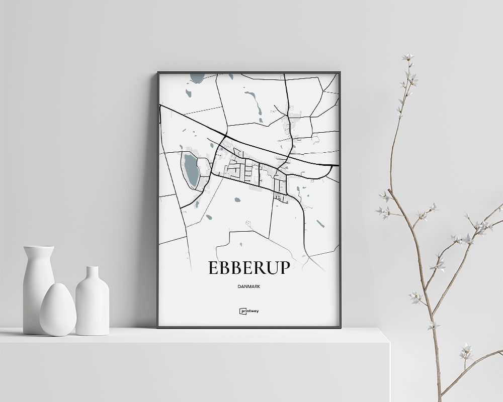 Ebberup Bykort Plakat – Minimalistisk Vægkunst A4
