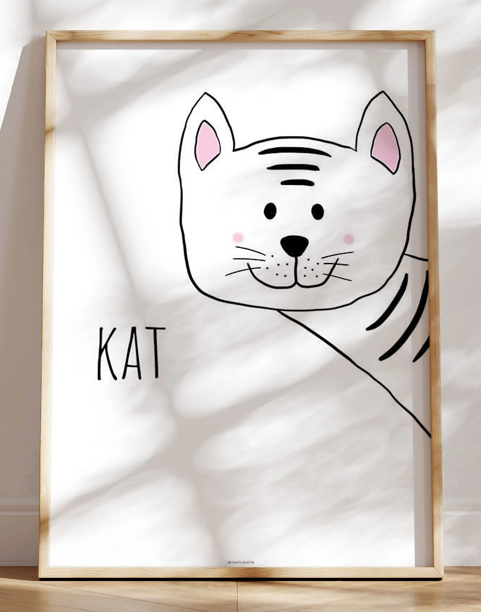 Enkel Børneplakat Med Kat