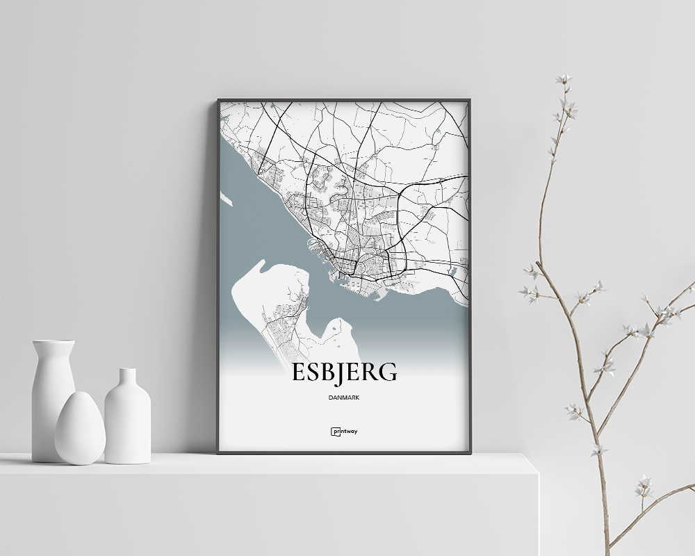 Esbjerg Bykort Plakat – Minimalistisk Design A4